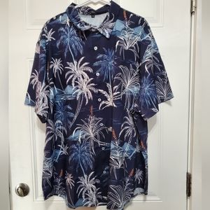 Men's Blue Palm Trees Hawaiian Shirt size XXL